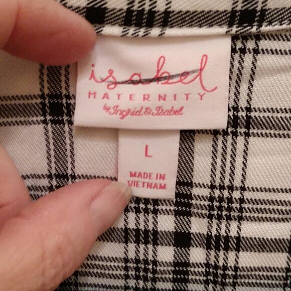 Isabel Maternity Plaid Lightweight Flannel Tunic size Large - Picture 2 of 7